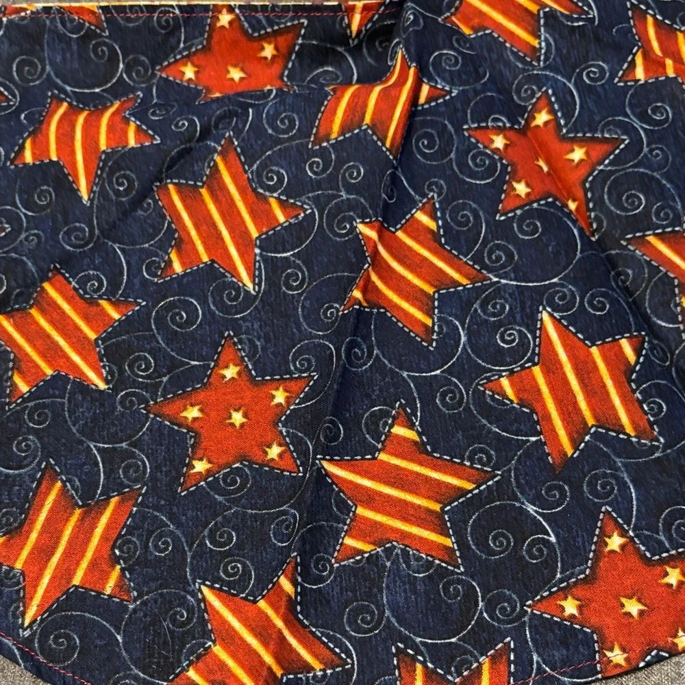Hand Crafted Blue and Red Star Pattern Set of 4 Napkins.